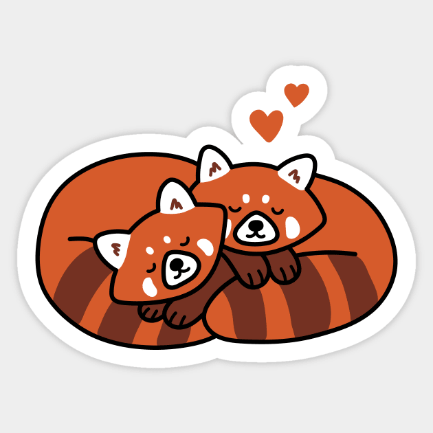 Cuddling Red Pandas Sticker by Ashleigh Green Studios